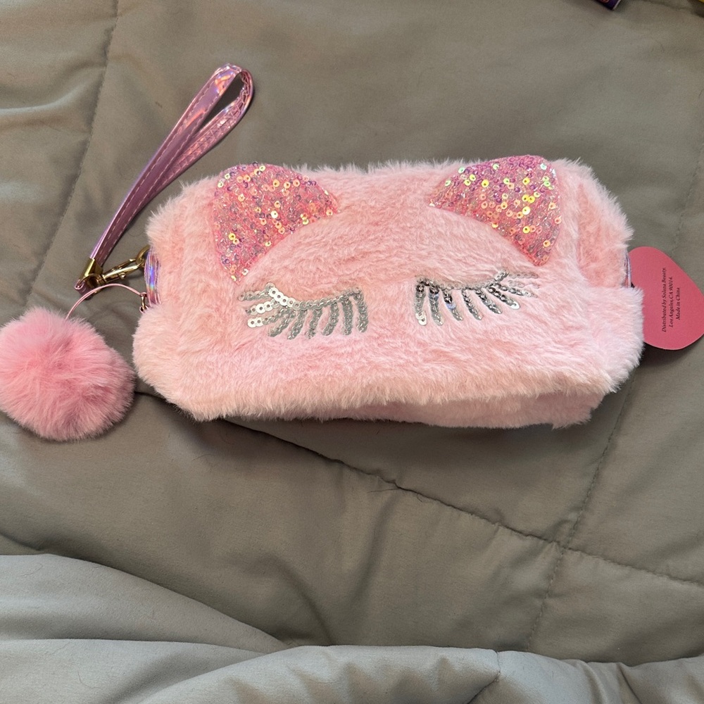Sparkly Pink Cat Ear Kids Wristlet